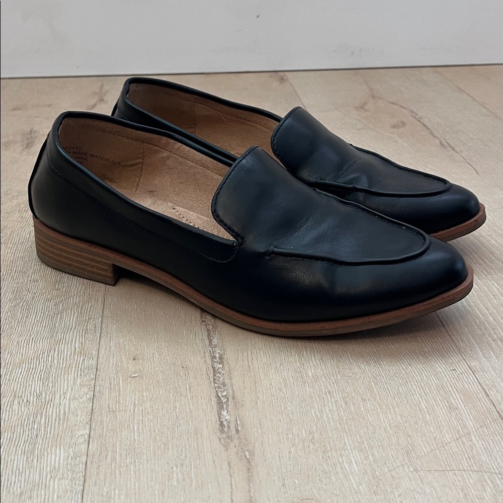 Black PU Leather Loafers